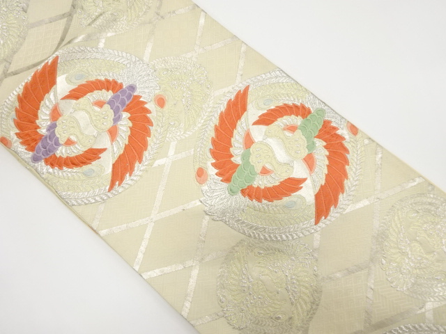 JAPANESE KIMONO / ANTIQUE FUKURO OBI / SILK / WOVEN PHOENIX